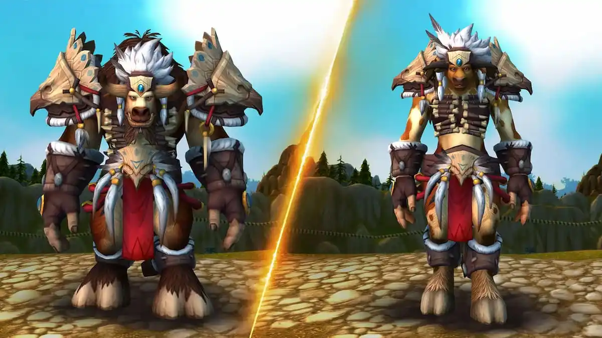 male and female tauren in heritage armor