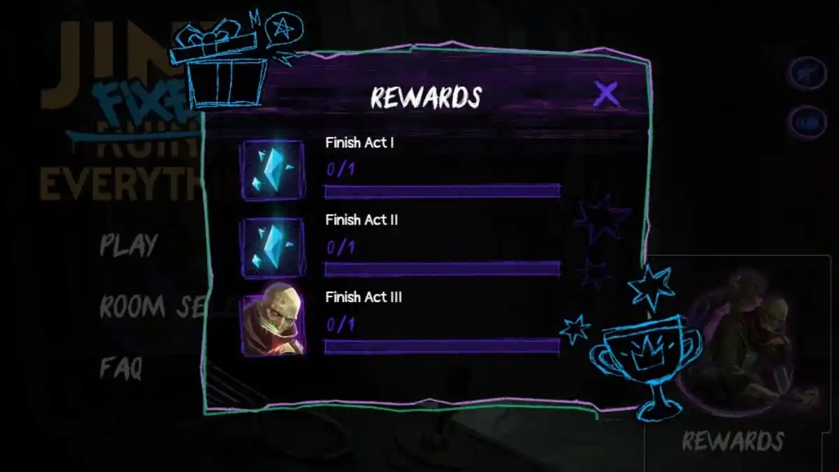 An image of the rewards you can earn from completing the Jinx Fixes Everything game in League of Legends. These include blue essence and a Singed skin.