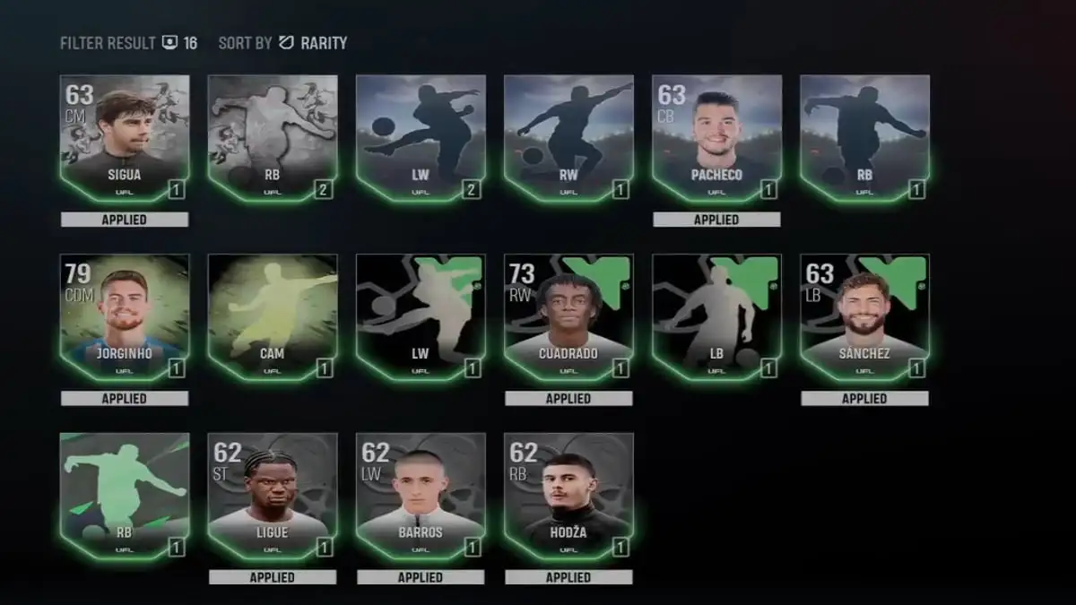 A screenshot of the Skin Library in UFL showing available Skins and players they are applied to.