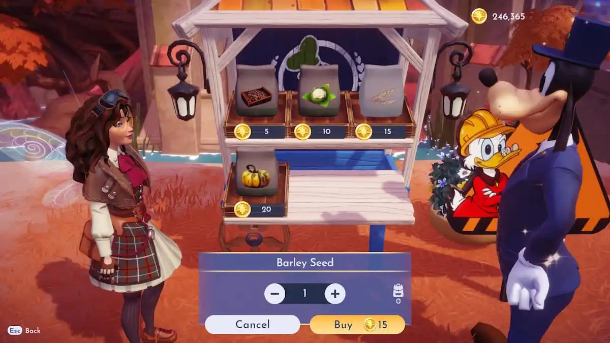 Barley Seeds for sale from Goofy's Stall for 15 Star Coins in Disney Dreamlight Valley.