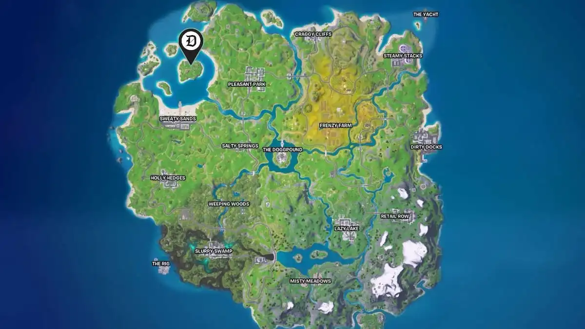 Crash Site marked on a map in Fortnite Remix.