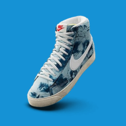 white and blue nike mid 77 washed denim kicks