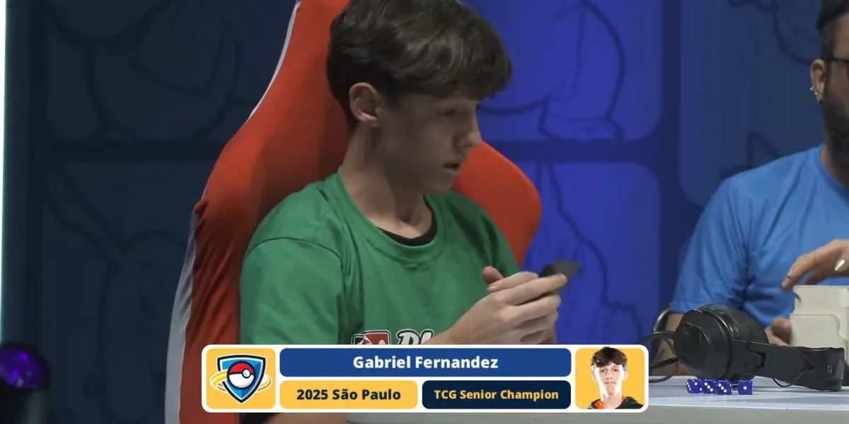 Gabriel Fernandez winning Pokémon TCG Senior championship at LAIC 2025.