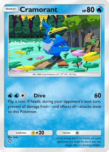 The Cramorant card from Mythical Island in Pokemon TCG Pocket