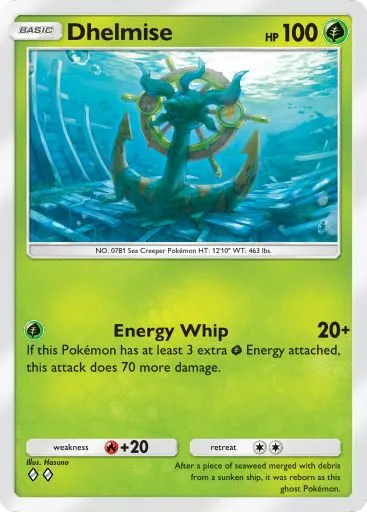 The Dhelmise card from Mythical Island in Pokemon TCG Pocket