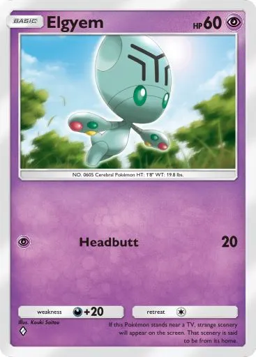 The Elgyem card from Mythical Island in Pokemon TCG Pocket