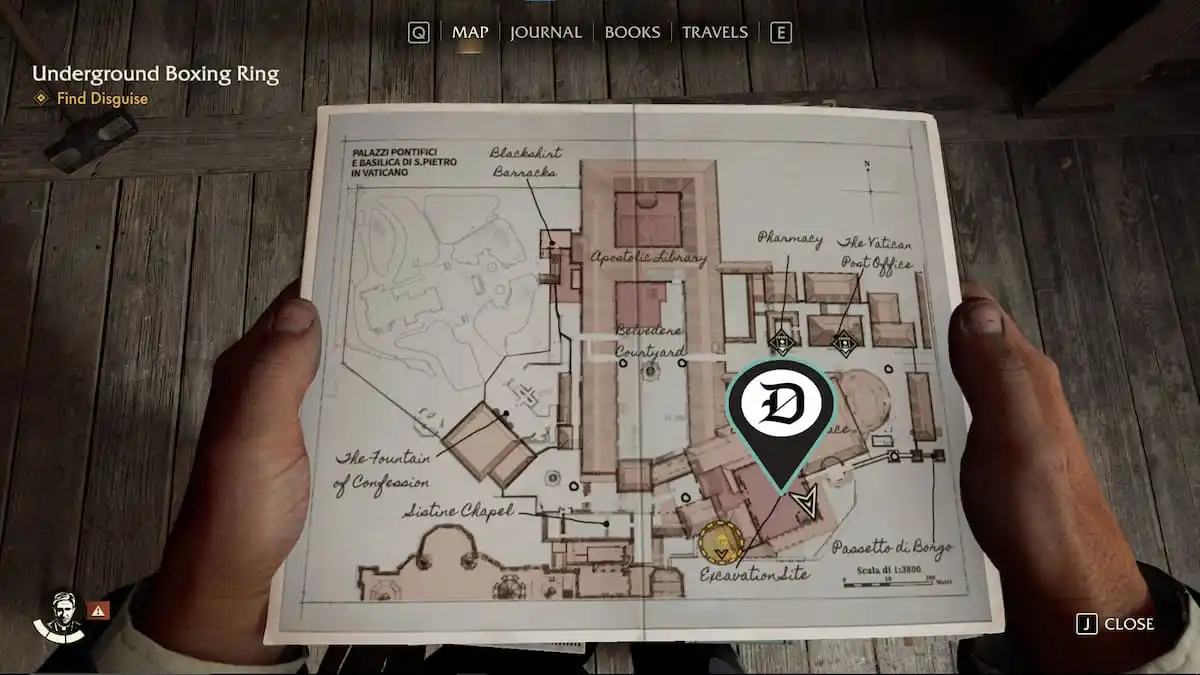 Excavation site location on Vatican map