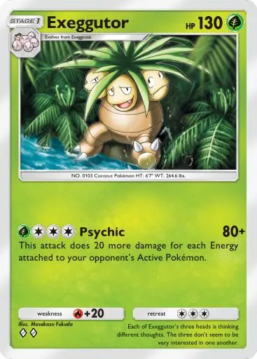 The Exeggutor card from Mythical Island in Pokemon TCG Pocket