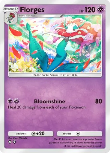 The Florges card from Mythical Island in Pokemon TCG Pocket