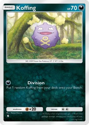 The Koffing card from Mythical Island in Pokemon TCG Pocket