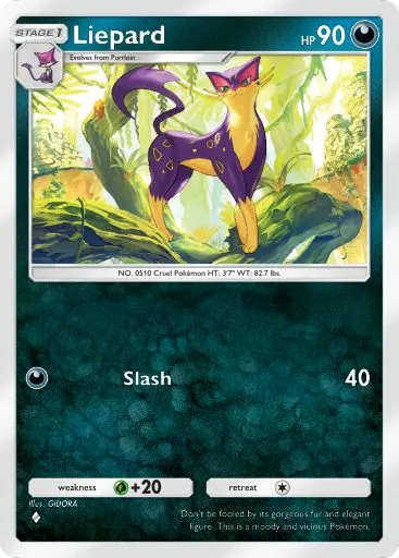 The Liepard card from Mythical Island in Pokemon TCG Pocket