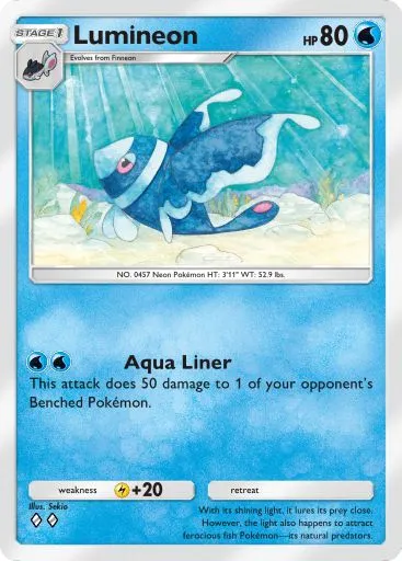 The Lumineon card from Mythical Island in Pokemon TCG Pocket