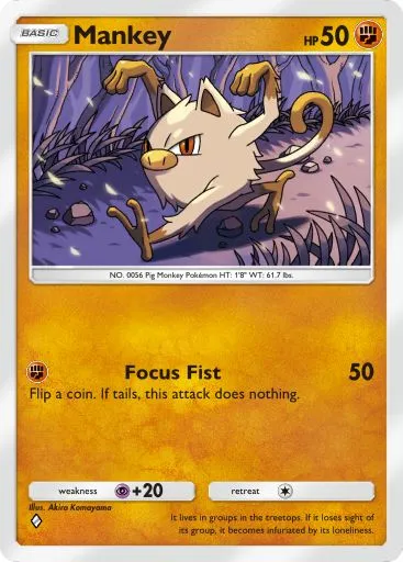 The Mankey card from Mythical Island in Pokemon TCG Pocket