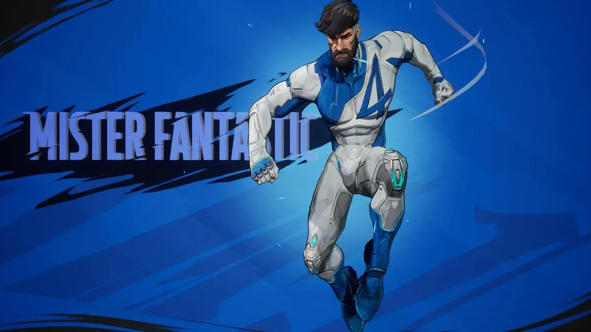 Mister Fantastic in stylized shot with hero name for the Marvel Rivals hero menu