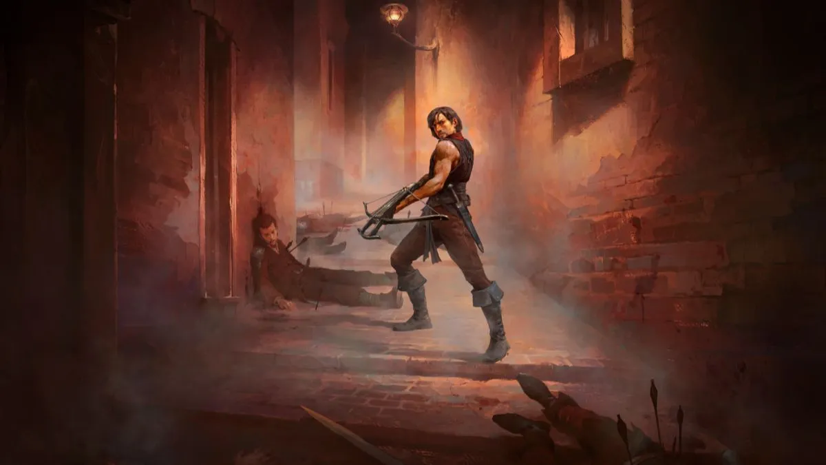 Image from Path of Exile 2 key art showing playable class Mercenary with dark detailing.