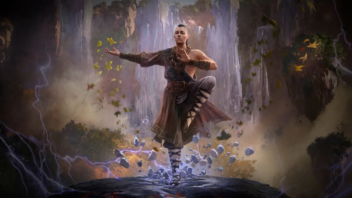 Image from Path of Exile 2 key art showing playable class Monk with natural detailing.