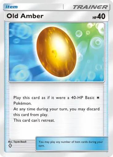 The Old Amber card from Mythical Island in Pokemon TCG Pocket