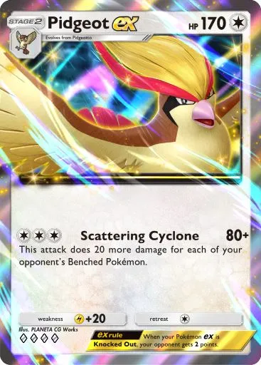 The Pidgeot ex card from Mythical Island in Pokemon TCG Pocket