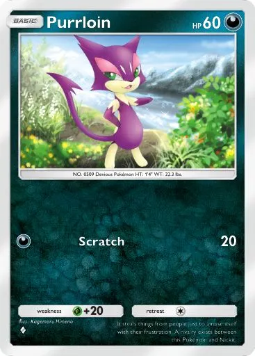 The Purrloin card from Mythical Island in Pokemon TCG Pocket