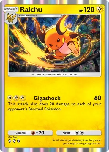 The Raichu card from Mythical Island in Pokemon TCG Pocket