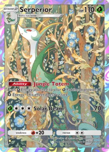 The Serperior art rare card from Mythical Island in Pokemon TCG Pocket