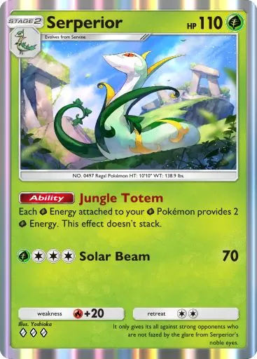 The Serperior card from Mythical Island in Pokemon TCG Pocket