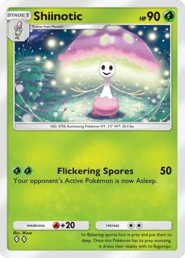 The Shiinotic card from Mythical Island in Pokemon TCG Pocket