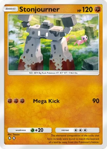 The Stonjourner card from Mythical Island in Pokemon TCG Pocket