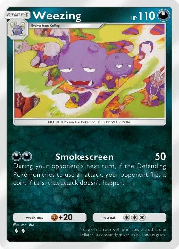 The Weezing card from Mythical Island in Pokemon TCG Pocket