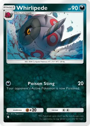 The Whirlipede card from Mythical Island in Pokemon TCG Pocket