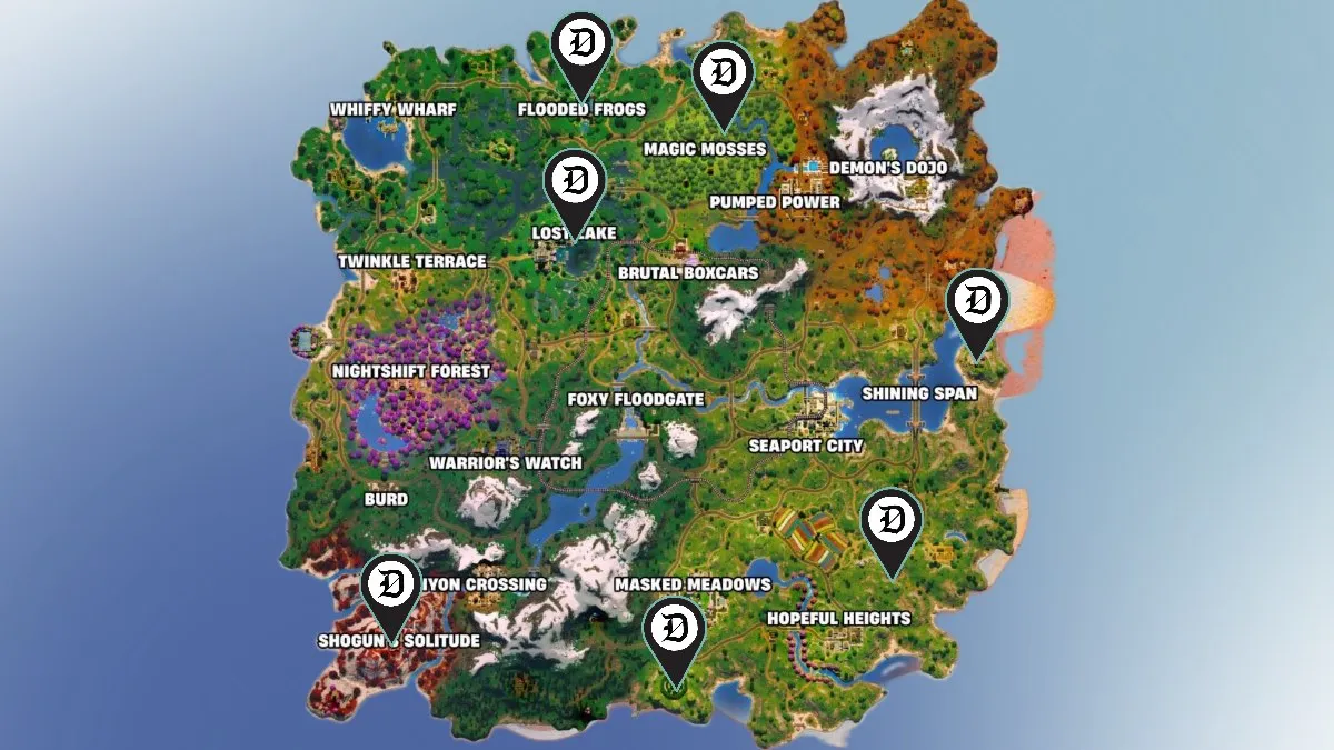 map showing locations of all demons in fortnite