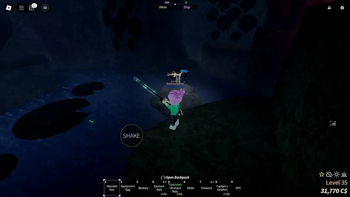 Fishing in Vertigo in Roblox Fisch.