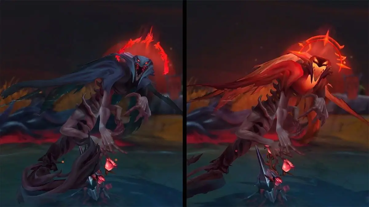 Picture showing two forms of Atakhan monster in League of Legends.