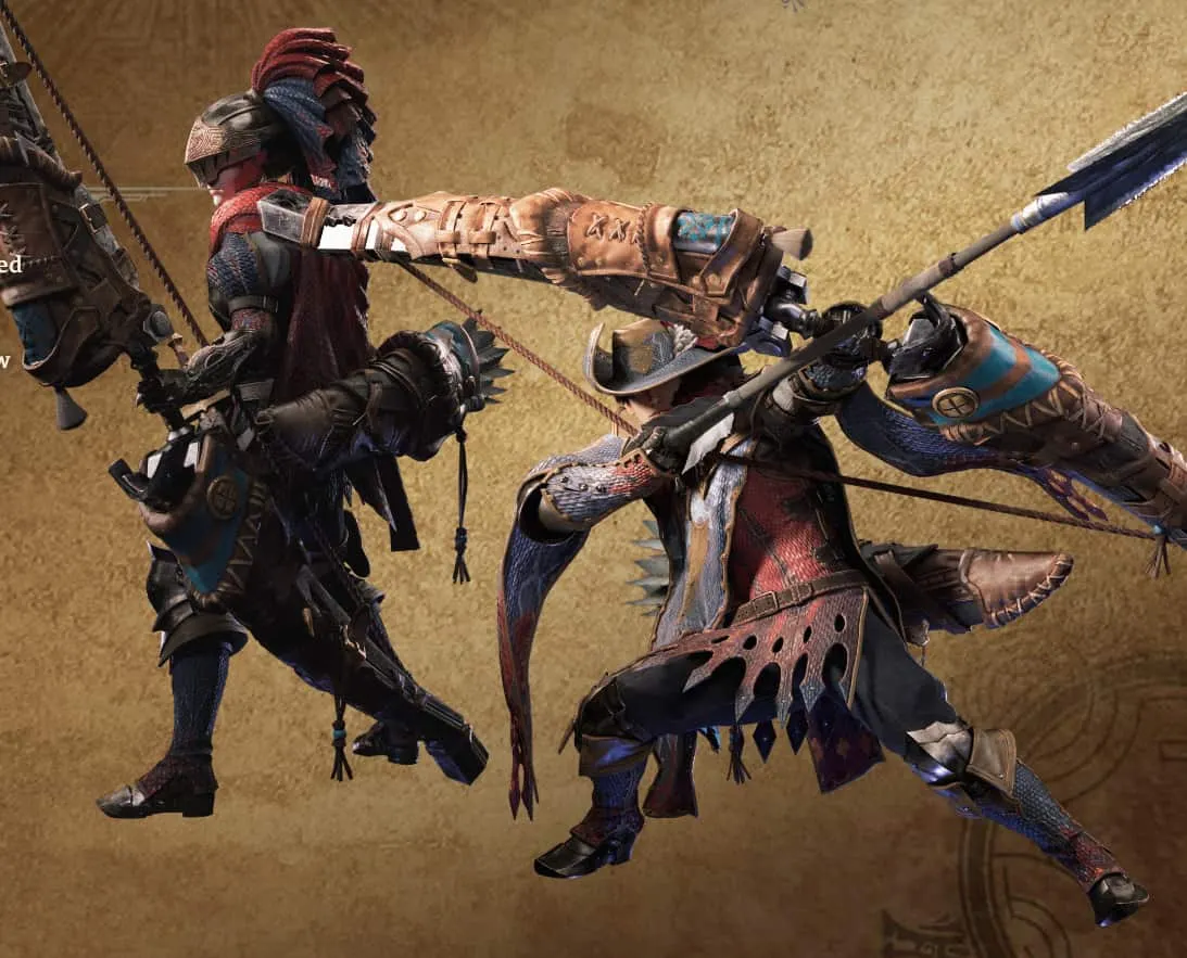 Ann image from Monster Hunter Wilds of two characters wielding large bows. 