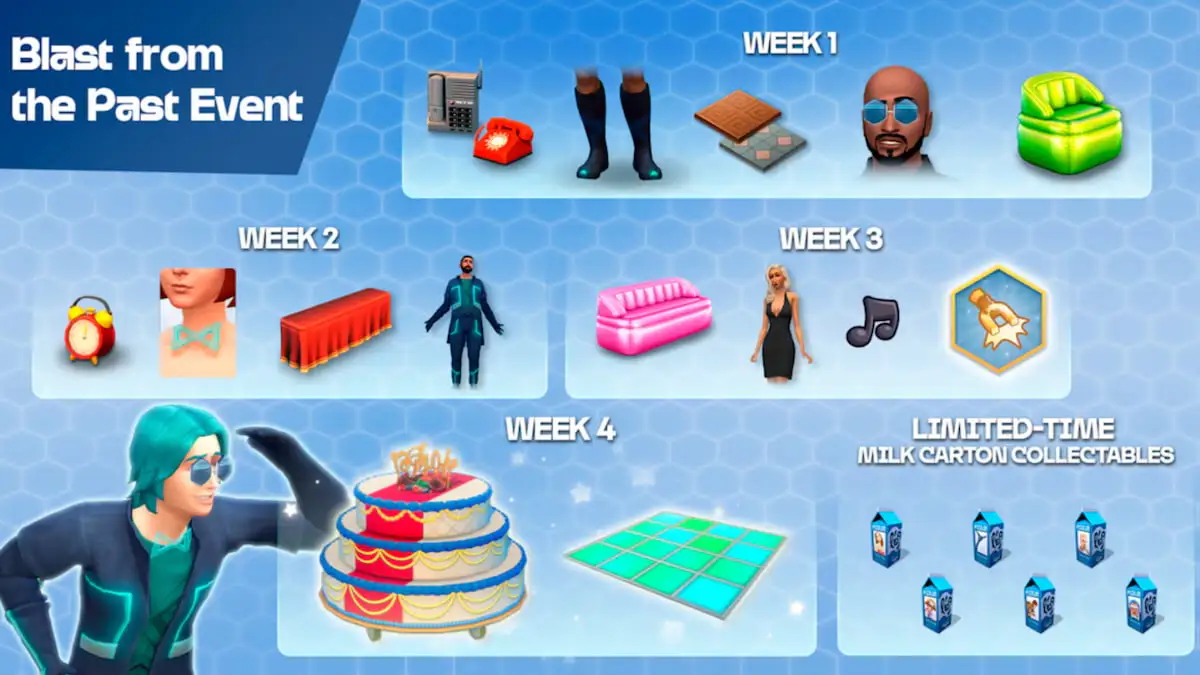 The Blast from the Past event rewards in The Sims 4.