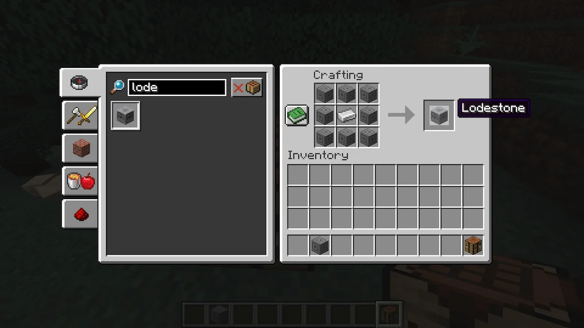 Crafting lodestone in Minecraft.