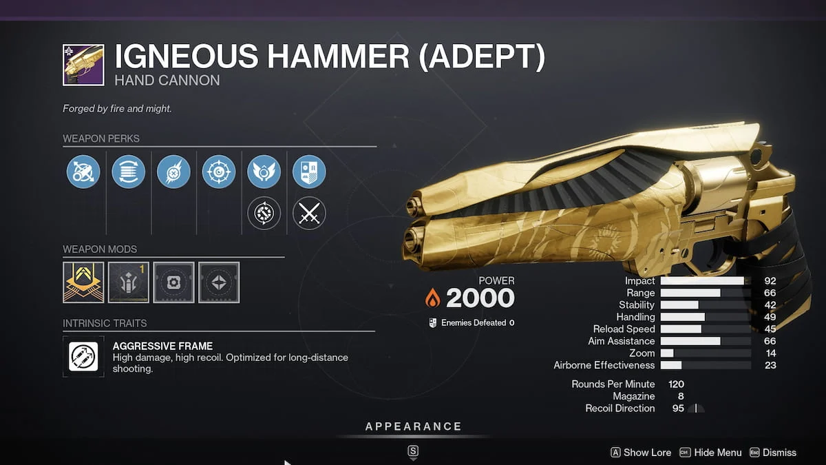 Adept Igneous Hammer in Destiny 2