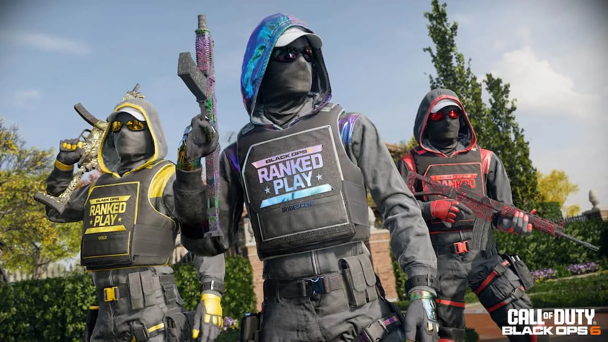 Different colored ranked operator skins in BO6.