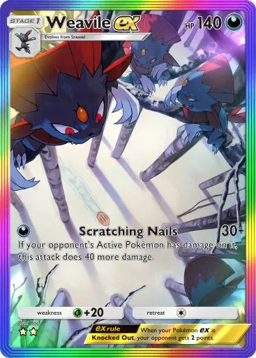 Weavile art from Space-Time Smackdown in Pokemon TCG Pocket