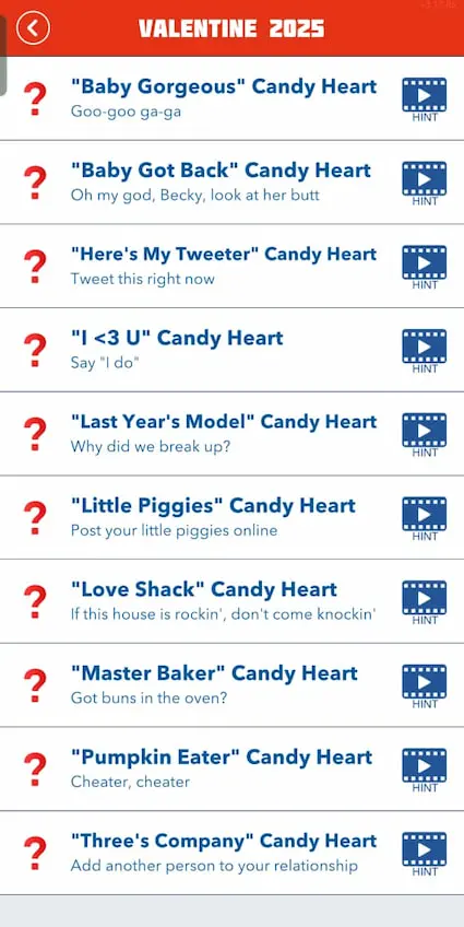 All Valentine's Day Scavenger Hunt clues in BitLife.