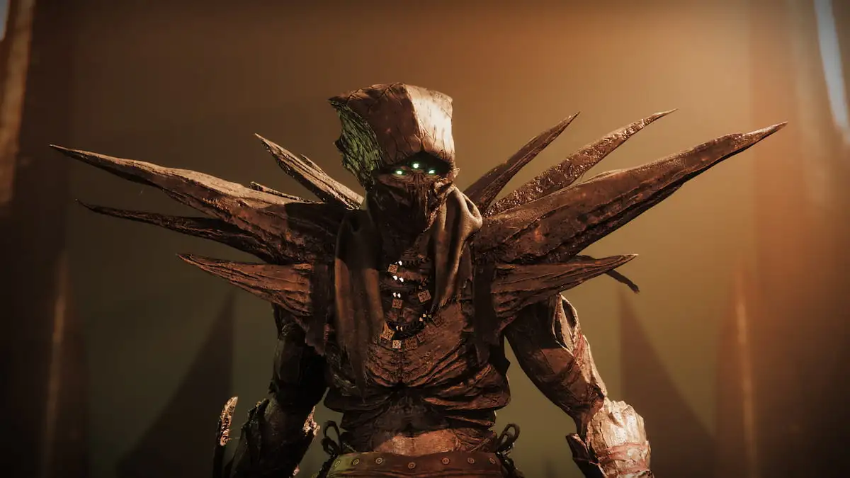 Eris Morn in Hive God form, maintaining most of her character design but adding  Hive chitin to it.