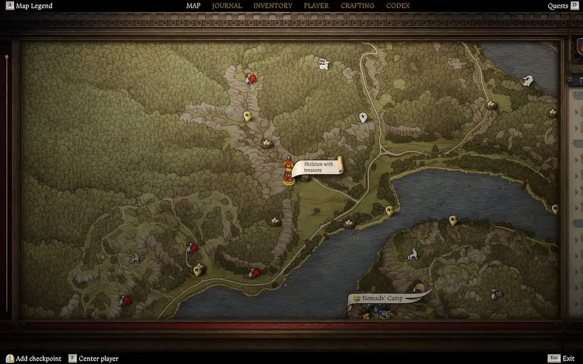 Map location showcasing Skeleton with Treasure in Kingdom Come Deliverance 2