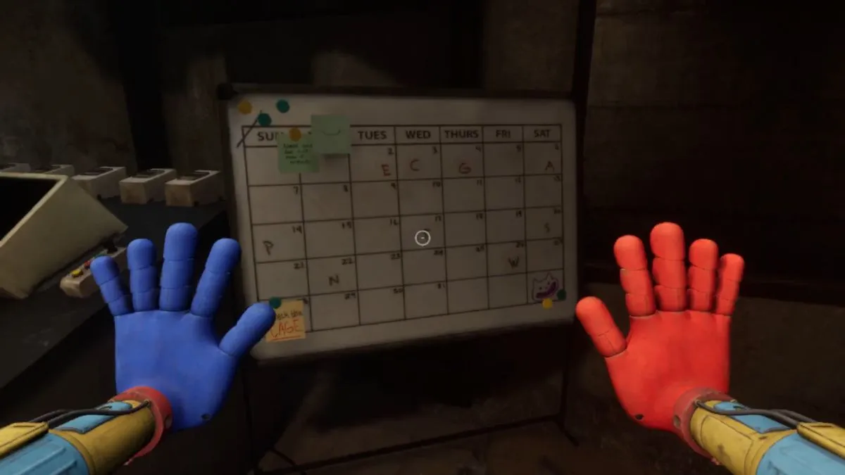 Looking at the Cell Block calendar in Poppy Playtime Chapter 4