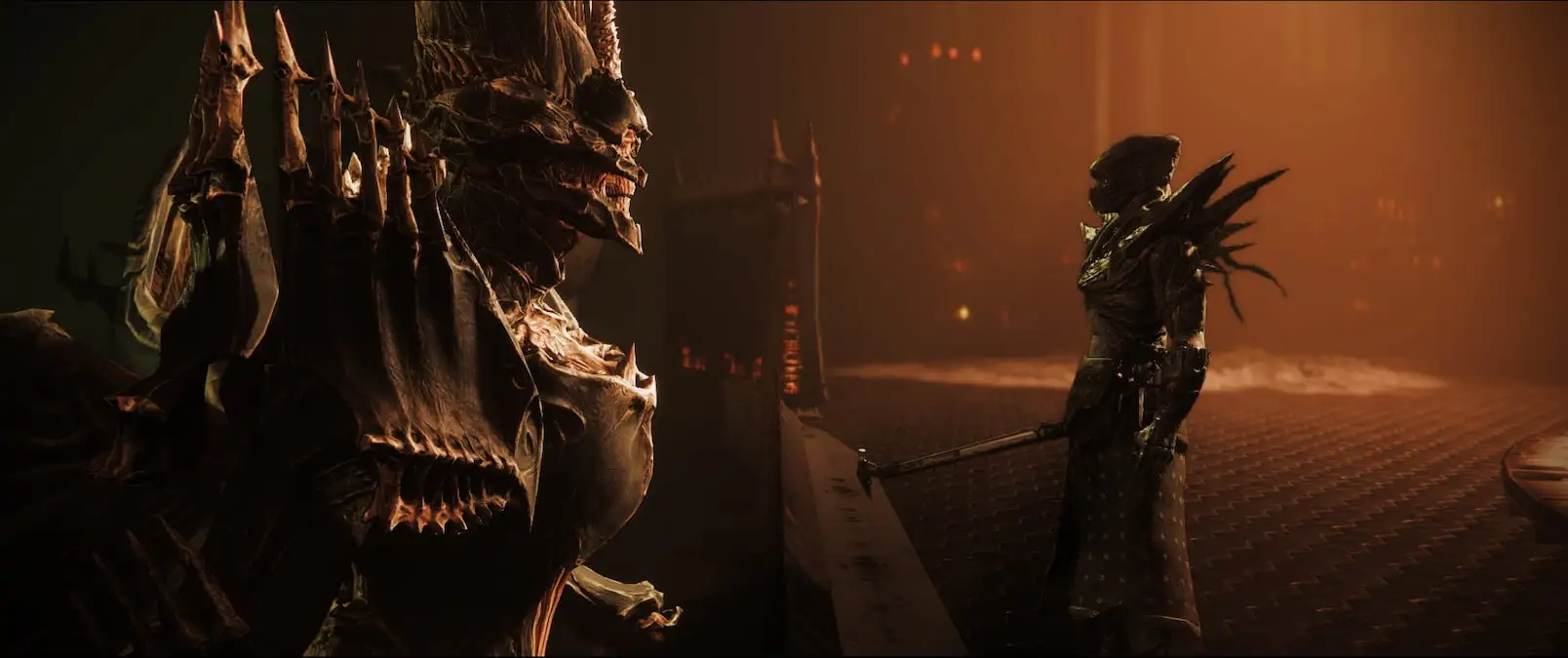 Savathun and Eris Morn stare at each other.