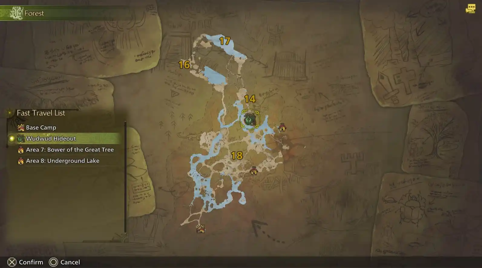 a map of the forest location in monster hunter wilds