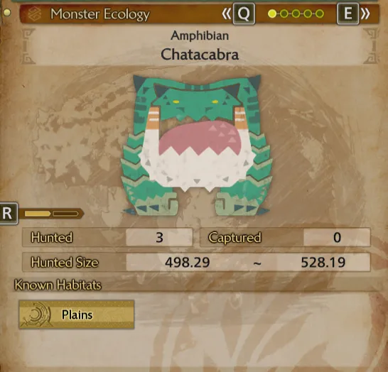 amphibian Chatacabra field monster guide image