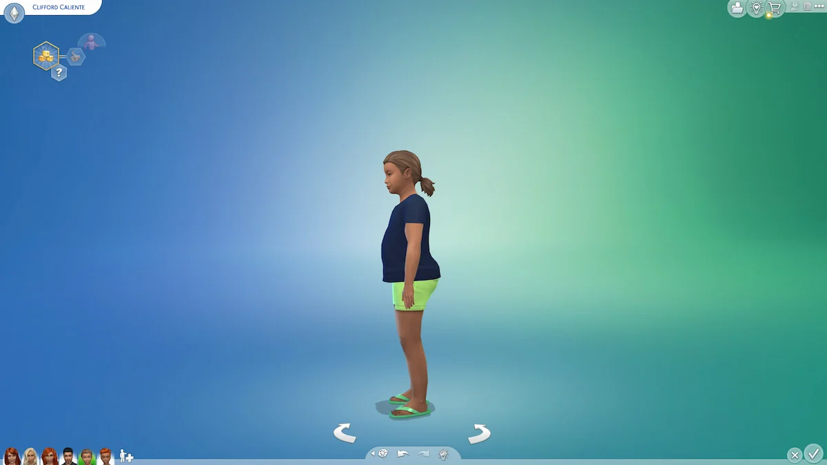 An image of the pregnant child glitch in the Sims 4, which makes kids look pregnant.