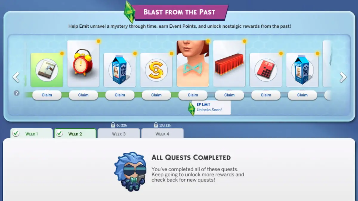 All week two Blast from the Past rewards in The Sims 4.