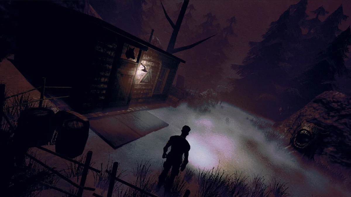 Darkly atmospheric screenshot of Flesh Made Fear character in a foggy area