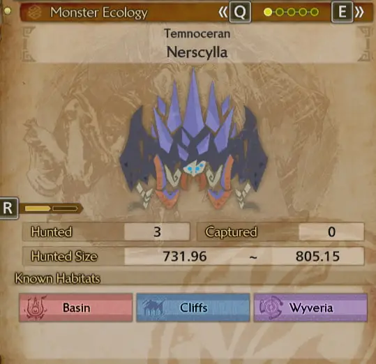 Nerscylla field monster guide image